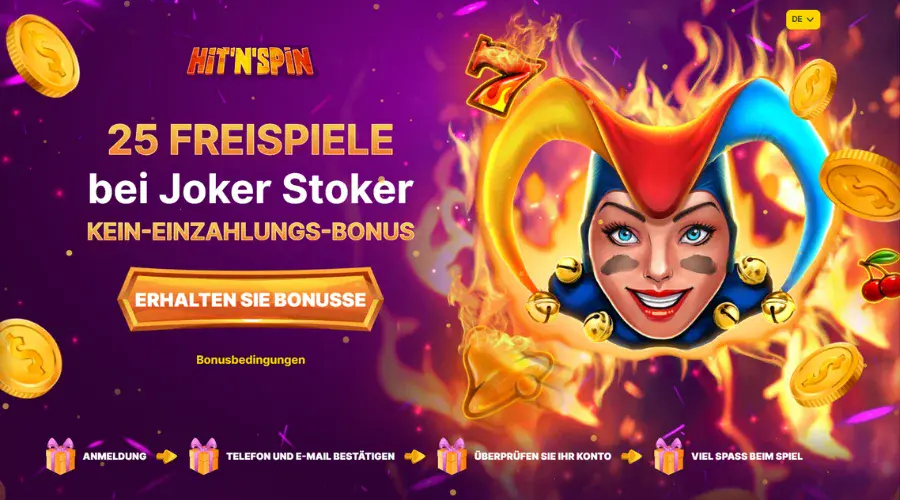 Hit'n'Spin Casino 25 Freispiele ohne Einzahlung 
