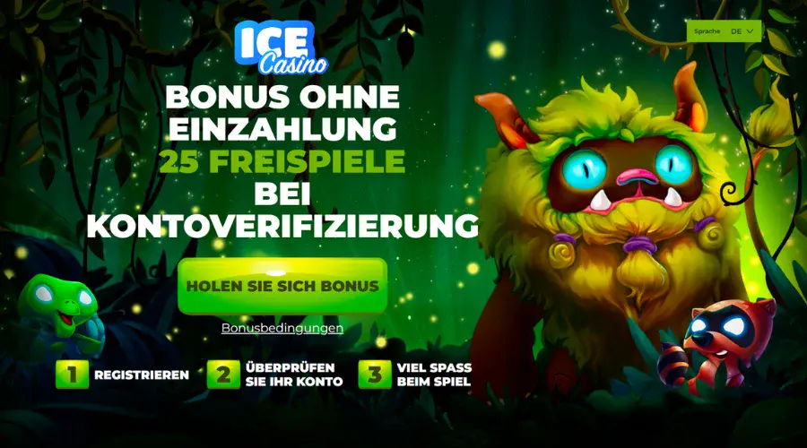 ICE Casino 25 Freispiele ohne Einzahlung