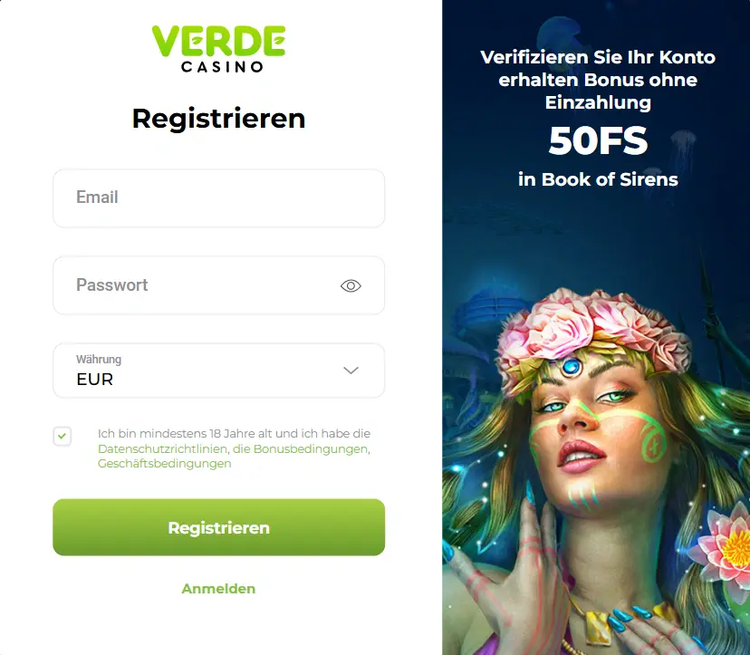 Verde Casino-50 Freispiele bei registrierung