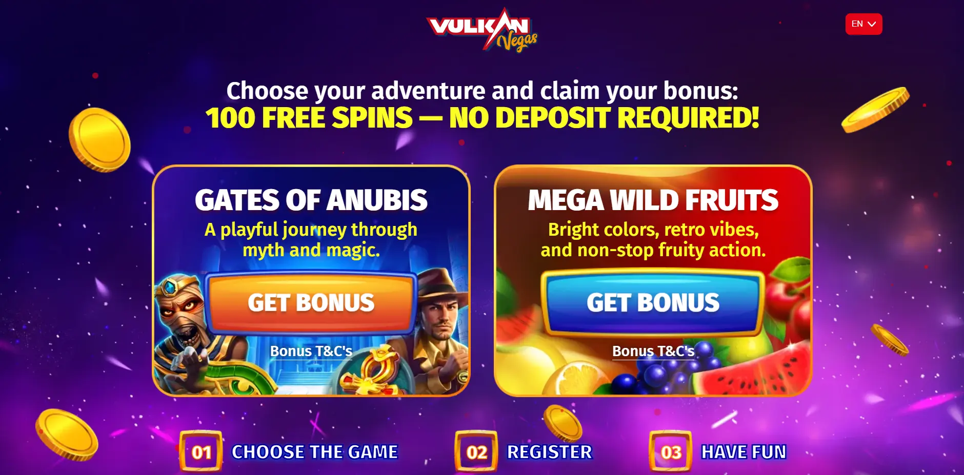 Vulkan Vegas 100 Freispiele ohne Einzahlung